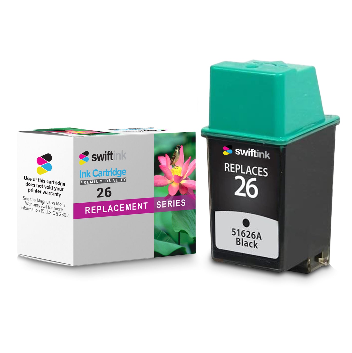 Replacement for Hewlett Packard 51626A (HP 26 Black) Ink Cartridge