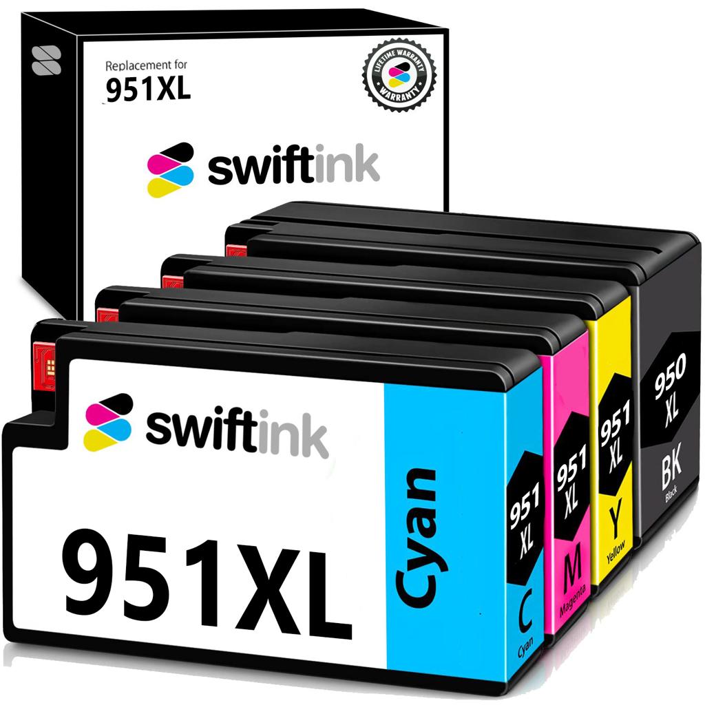 Remanufactured Bulk Set of 4 Ink Cartridges for HP 950XL and 951XL Series: 1 each of Black / Cyan / Magenta / Yellow