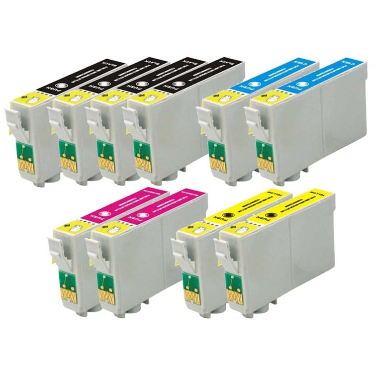 Remanufactured Replacement for Epson T060 10-Set Ink Cartridges: 4 Black & 2 each of Cyan / Magenta / Yellow