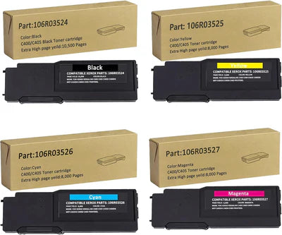Remanufactured Xerox Versalink C400 and C405 (1 each Extra High Yield Black, Cyan, Magenta, Yellow) Set of 4 Toner Cartridges