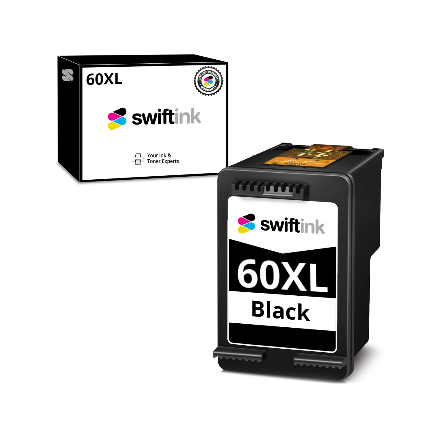 Remanufactured Replacement High Yield Black Ink Cartridge for CC641WN / HP 60XL