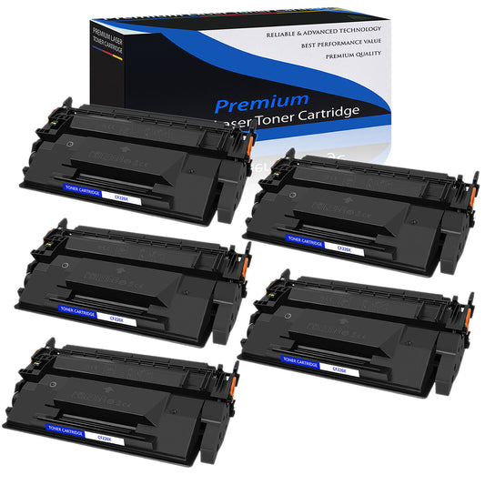 Compatible Replacement for HP CF226X (HP 26X) Set of 5 Black Toner Cartridges