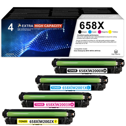 Compatible HP 658X Toner Cartridge 4-Piece Combo Pack