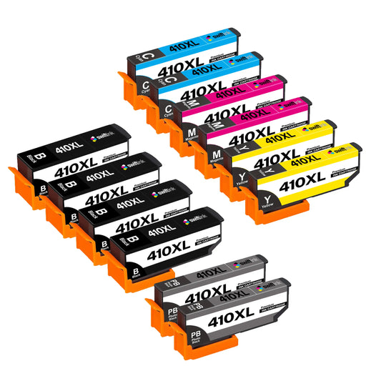 Remanufactured Epson 410XL 12-Set Ink Cartridges: 4 Black & 2 each of Photo Black / Cyan / Magenta / Yellow