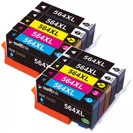 10-Pack Compatible HP 564XL High Yield Ink Cartridges: 2 x Black/Photo/Cyan/Magenta/Yellow