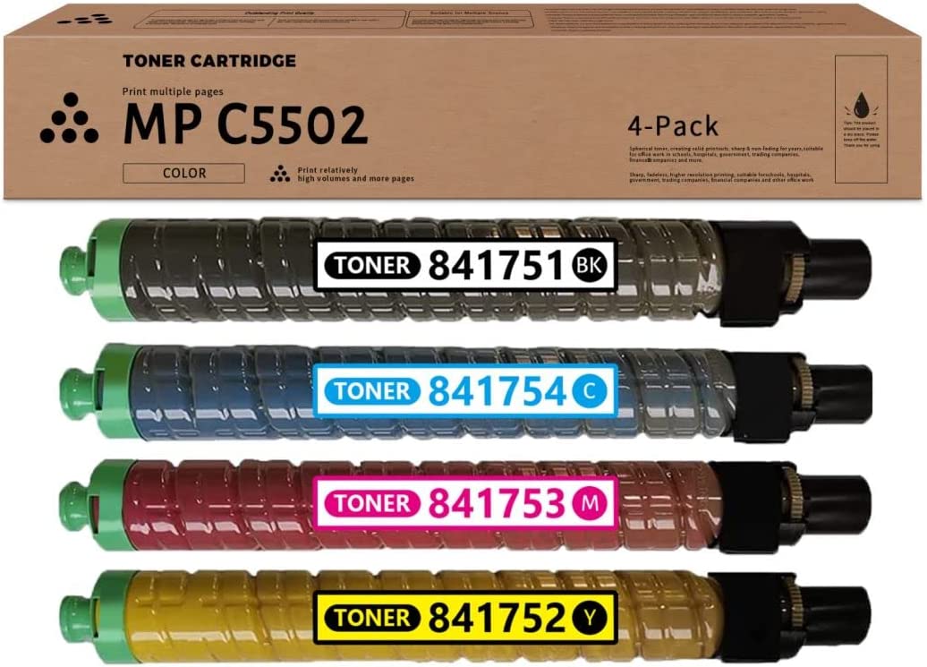 Compatible Toner Cartridge for Ricoh 841751, 841752, 841753, 841754 (4 Pack) (BK,C,M,Y)