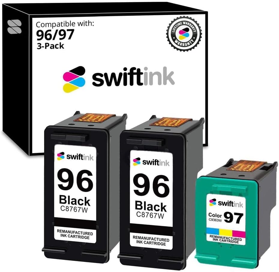 Set of 3: HP 96 & 97 Remanufactured Ink Cartridges – 2 Black & 1 Color