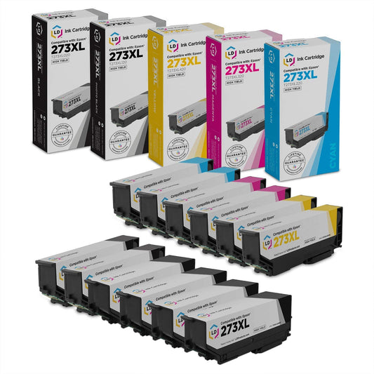 Remanufactured Epson 273XL 12-Set Ink Cartridges: 4 Black & 2 each of Photo Black / Cyan / Magenta / Yellow