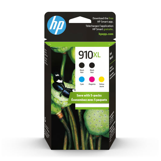 Compatible HP 910XL 10-Set High Yield Ink Cartridges: 4 Black & 2 each of Cyan / Magenta / Yellow