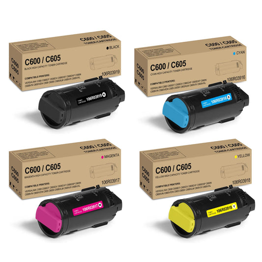 Compatible Xerox VersaLink C600/C605 (Black, Cyan, Magenta, Yellow) Set of 4 High-Yield Toner Cartridges