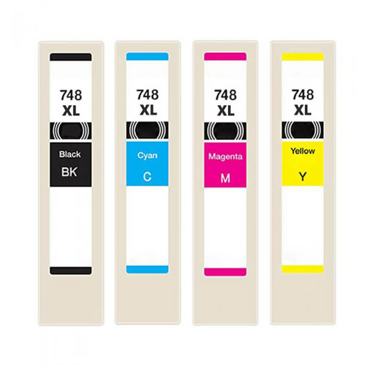 Remanufactured Epson 748XL 4-Set Ink Cartridges: 1 each of Black / Cyan / Magenta / Yellow