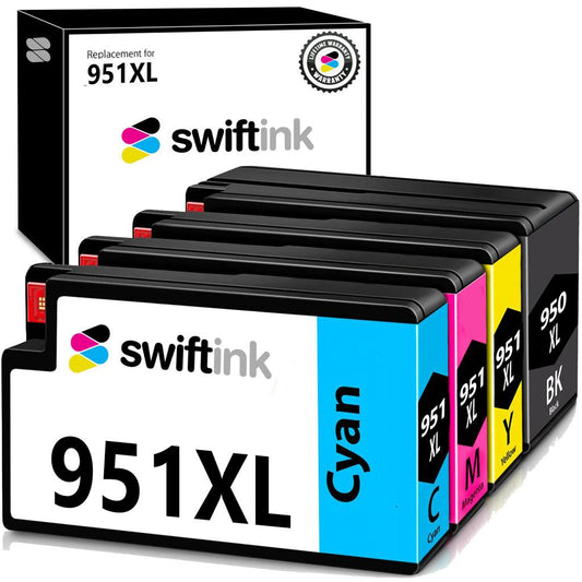 Remanufactured Bulk Set of 4 Ink Cartridges for HP 950XL and 951XL Series: 1 each of Black / Cyan / Magenta / Yellow