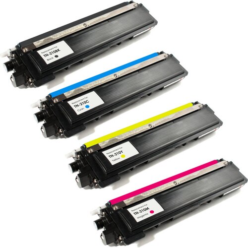 Compatible Brother TN210 4-Set Laser Toner Cartridges: 1 Black & 1 each of Cyan / Magenta / Yellow