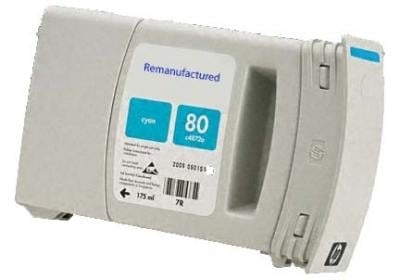 Remanufactured Replacement High Yield Cyan Ink Cartridge for C4846A / HP 80XL