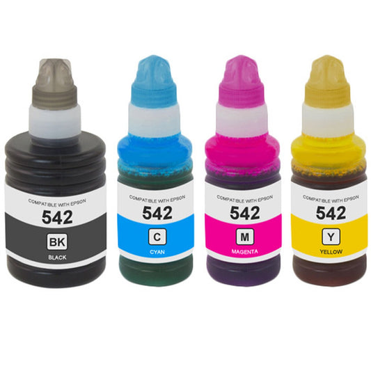 Compatible Set of 4 for Epson 542: 1 Each of Black, Cyan, Magenta and Yellow Ink Bottles