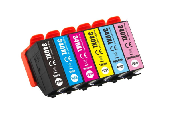 Set of 6 Epson T340XL Remanufactured Ink Cartridges: 1 Each of High Yield Black, Cyan, Magenta, Yellow, Light Cyan and Light Magenta