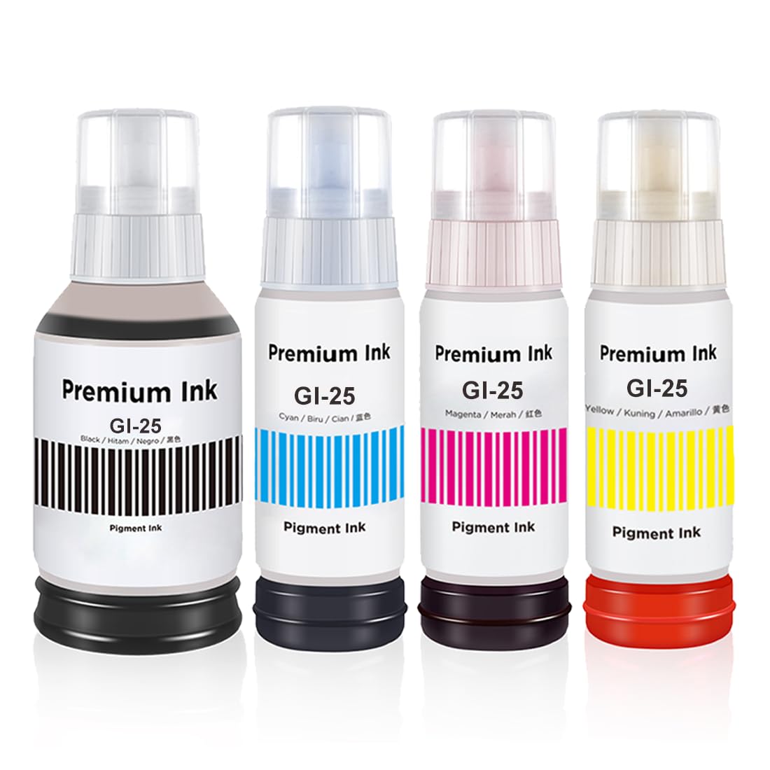 Compatible Canon GI-25 High Yield Ink Bottles Set of 4 (Bk/C/M/Y)