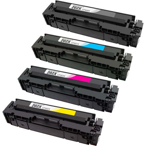 Compatible 4-Set HP 202X High Yield Laser Toner Cartridges (Black, Cyan, Magenta, Yellow)