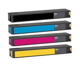 Compatible Replacement 4-Set High Yield Ink Cartridges for HP 972X: 1 Black, Cyan, Magenta, Yellow