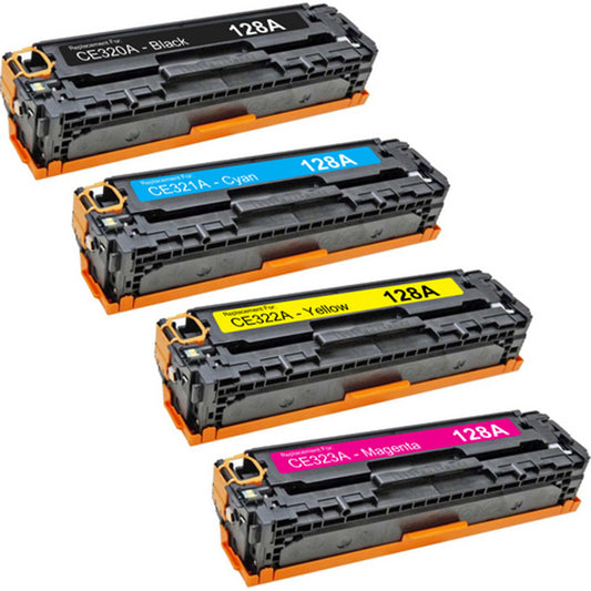 Compatible HP 128A (Black, Cyan, Magenta, Yellow) Laser Toner Cartridge Set of 4