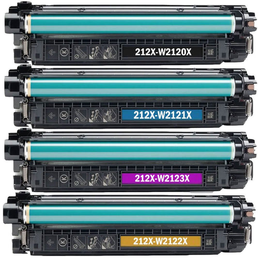 Compatible HP 212X High-Yield Toner Cartridge 4-Piece Combo Pack (No Chip)