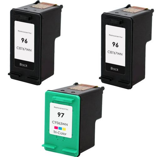 Set of 3: HP 96 & 97 Remanufactured Ink Cartridges – 2 Black & 1 Color