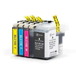 Compatible Set of 4 Brother LC10E Ink Cartridges: Black, Cyan, Magenta, Yellow