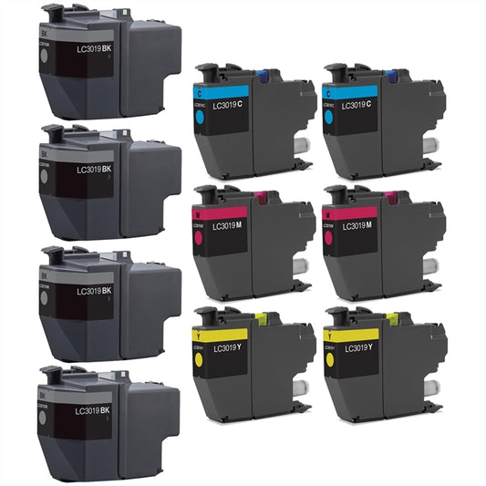 Compatible Bulk Set of 10 Ink Cartridges for Brother LC3019: 4 Black & 2 each of Cyan, Magenta, Yellow