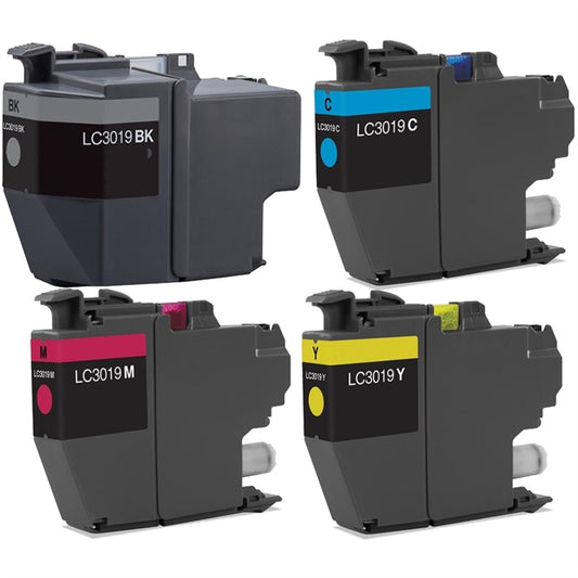 Compatible Bulk Set of 4 Ink Cartridges for Brother LC3019: 1 Each of Black, Cyan, Magenta, Yellow