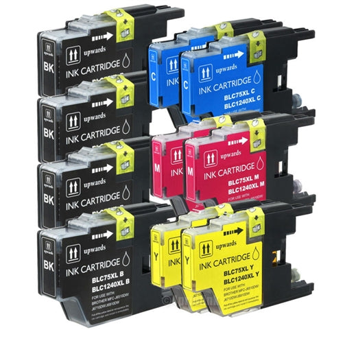 Compatible Brother LC75 10-Set High Yield Ink Cartridges: 4 Black & 2 each of Cyan / Magenta / Yellow