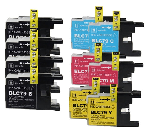 Compatible Brother LC79 10-Set Ink Cartridges: 4 Black & 2 each of Cyan / Magenta / Yellow