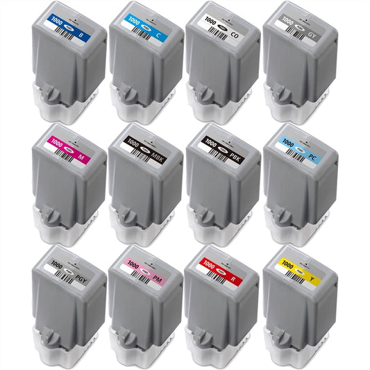 Compatible Canon PFI-1000 Bulk Set of 12 Ink Cartridges