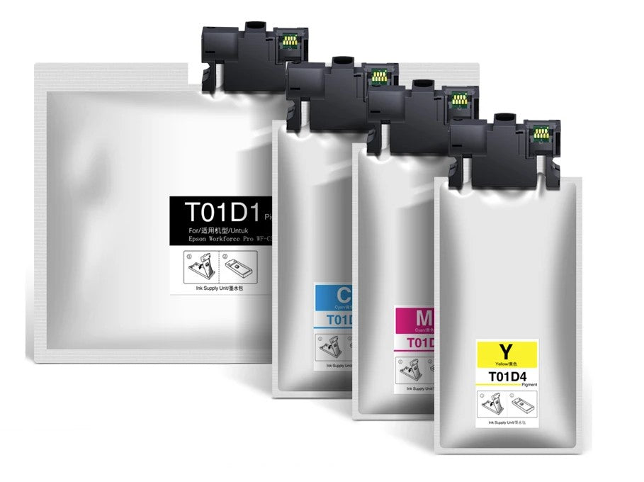 Compatible Set of 4 Ink Packs for Epson T01D: 1 Each of Black, Cyan, Magenta, Yellow