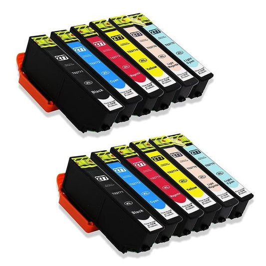Remanufactured Epson 277XL 12-Set Ink Cartridges: 2 each of Black / Cyan / Magenta / Yellow / Light Cyan / Light Magenta