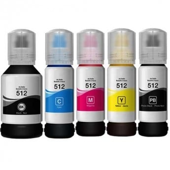 Compatible Set of 5 Ink Bottles for Epson T512: 1 Each of Black, Photo Black, Cyan, Magenta & Yellow