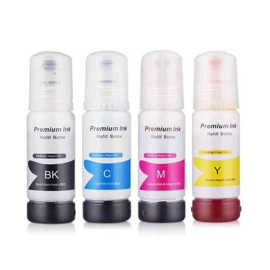 Compatible Set of 4 Ink Bottles for Epson T522: 1 Each of Black, Cyan, Magenta, Yellow