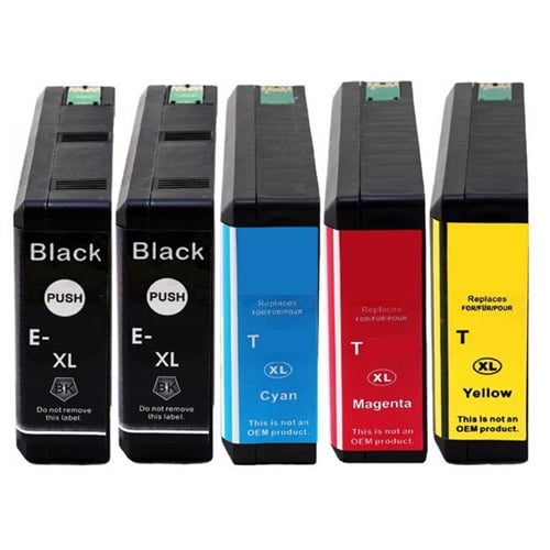 Remanufactured Replacement for Epson T786XL 5-Set Ink Cartridges: 2 Black & 1 each of Cyan / Magenta / Yellow