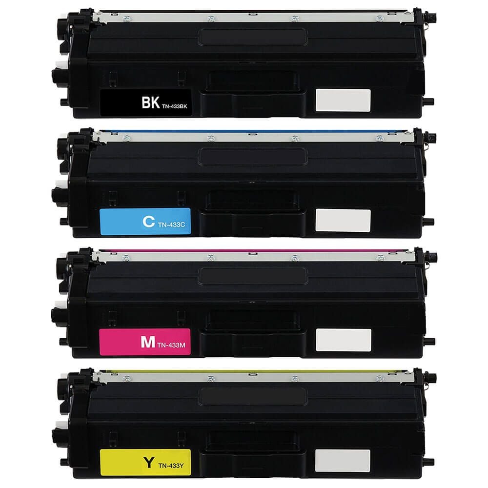 Compatible Set of 4 Brother TN433 Toners: High Yield Black / Cyan / Magenta / Yellow