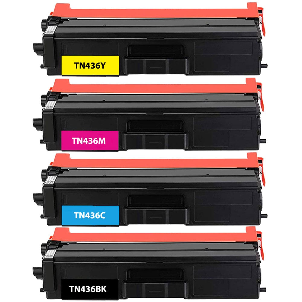 Compatible Set of 4 Brother TN436 Toners: Super High Yield Black / Cyan / Magenta / Yellow