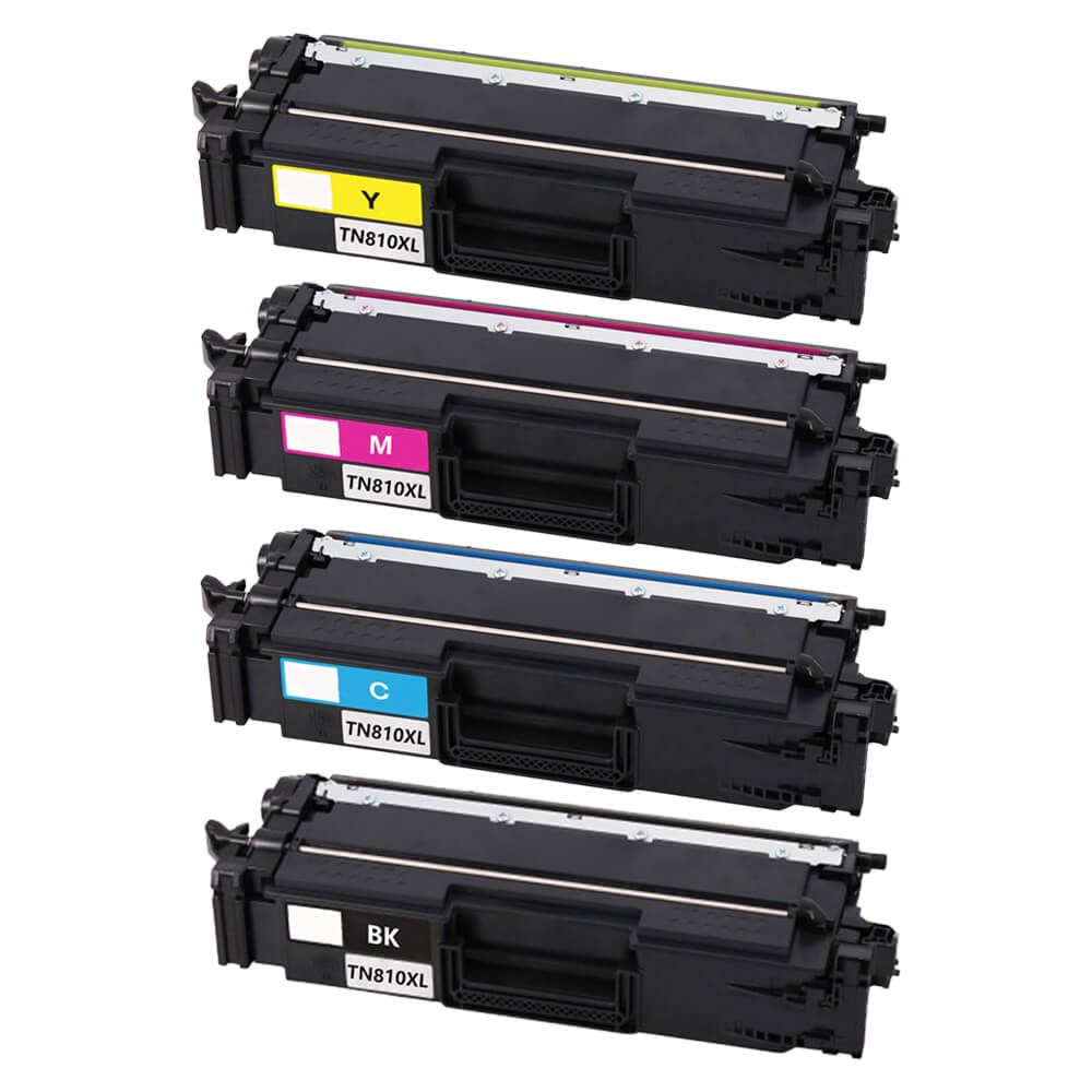 Compatible Brother TN810XL Toner Cartridges 4-Pack - High Yield: 1 Black, 1 Cyan, 1 Magenta, 1 Yellow