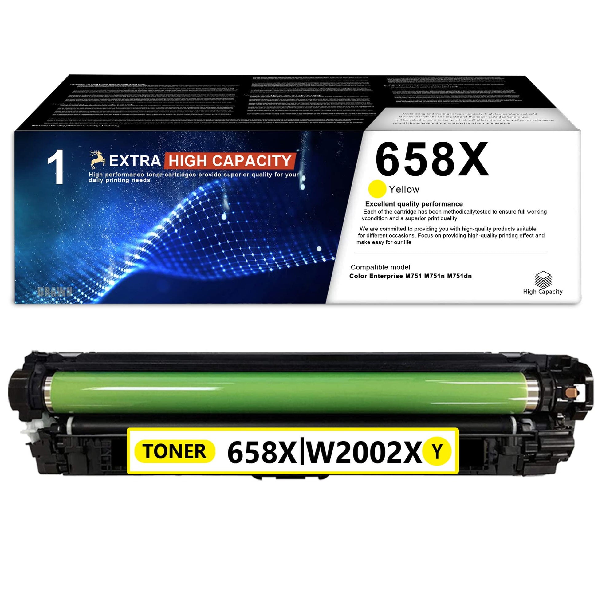 Compatible HP 658X (W2002X) High Yield Yellow Toner Cartridge