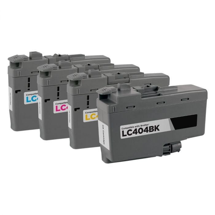 Compatible Brother LC404 4-Set Ink Cartridges: 1 each of Black / Cyan / Magenta / Yellow