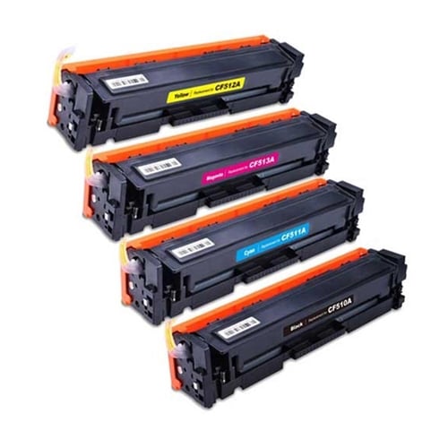 Compatible bulk set of 4 replacement toner cartridges for hp 204a: black, cyan, magenta and yellow