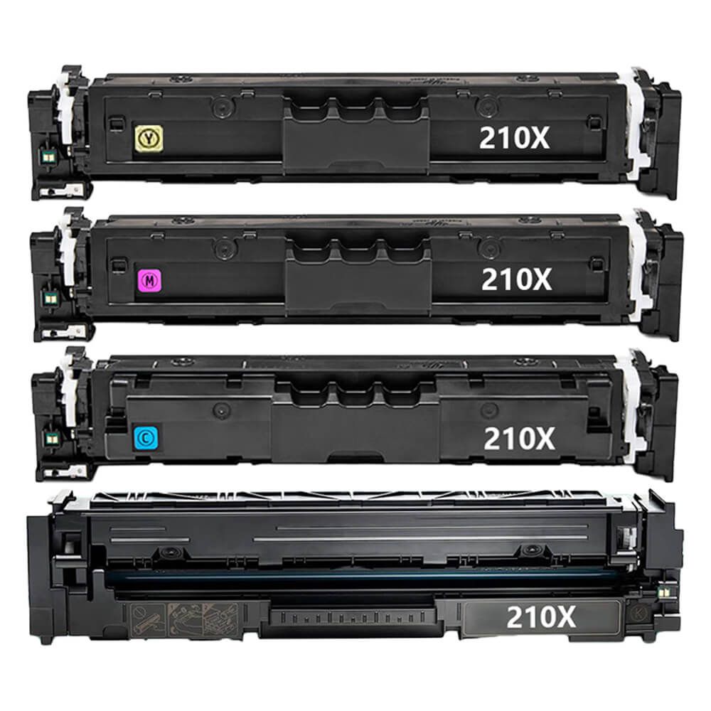 Compatible HP 210X Toner Cartridges Combo Pack of 4 - High Yield: 1 Black, 1 Cyan, 1 Magenta, 1 Yellow