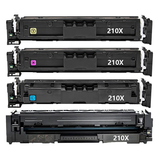Compatible HP 210X Toner Cartridges Combo Pack of 4 - High Yield: 1 Black, 1 Cyan, 1 Magenta, 1 Yellow