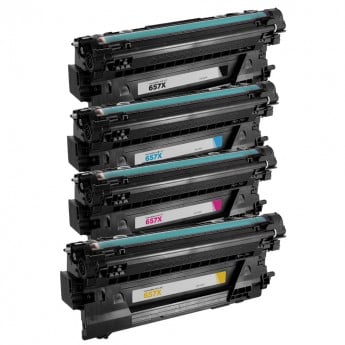 Compatible hp 657x toner cartridge high-yield 4-pack combo