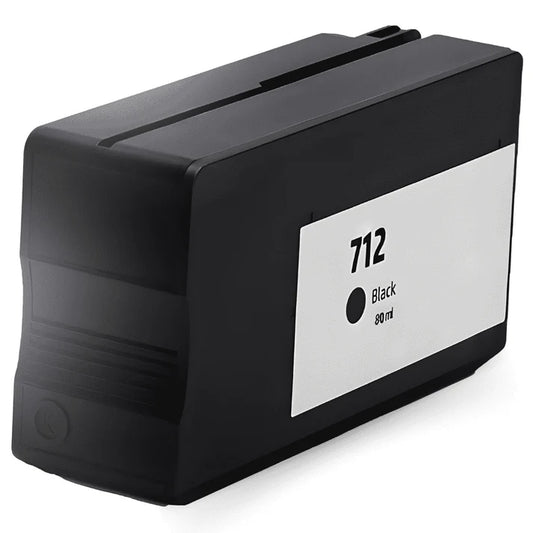 Remanufactured HP 712 80ml Black DesignJet Ink Cartridge, 3ED71A