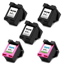 Remanufactured Set of 5 – HP 64XL Ink Cartridges – 3 Black & 2 Color