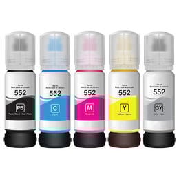 Compatible Epson T552 High Yield Combo Ink Bottles C/M/Y/PK/GY